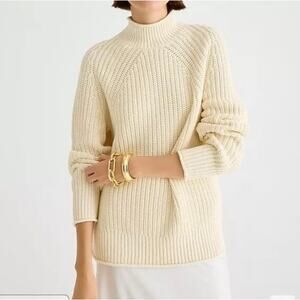 J Crew Sweater Slouch Chunky Cotton Knit Preppy Classic Minimalist Cream XS